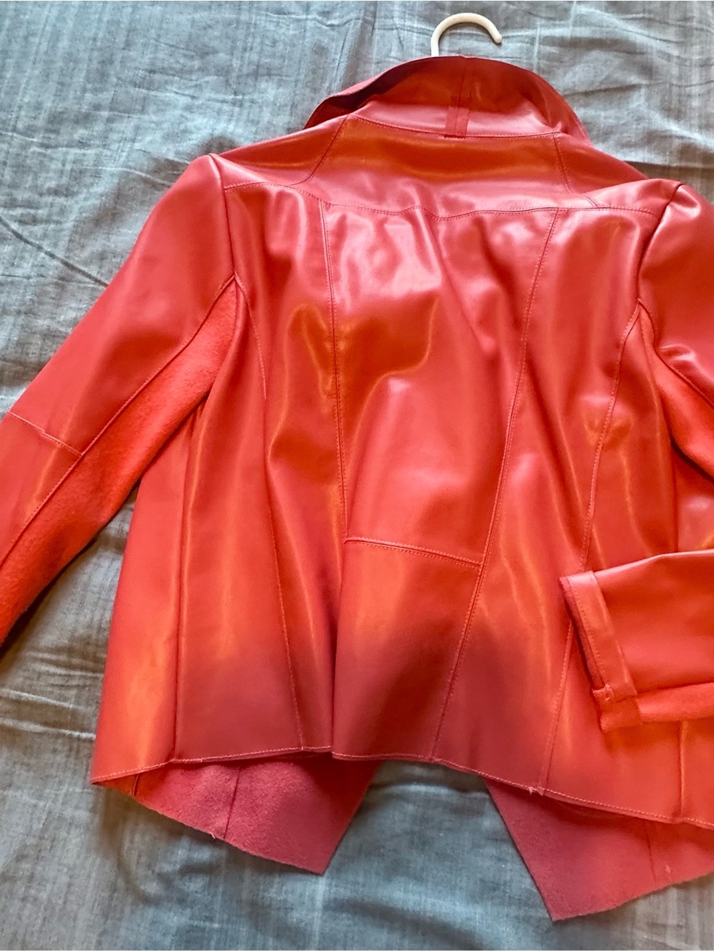 bagatelle melon color Faux Leather Draped-Collar Jacket - Picture 7 of 7